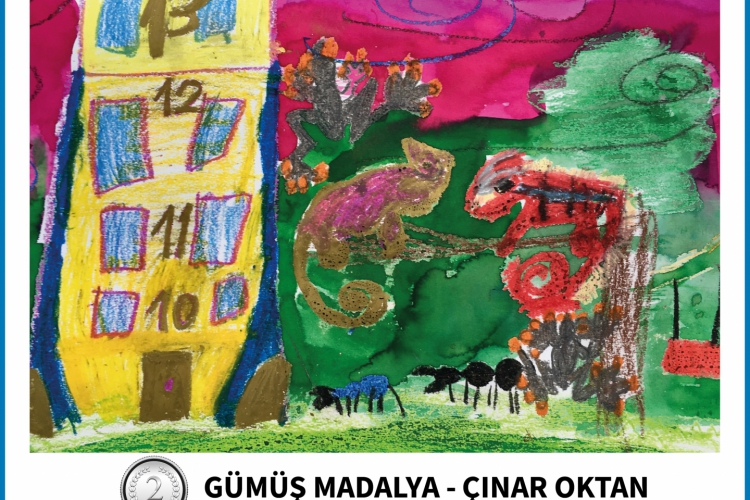 ÇINAR OKTAN - GÜMÜŞ MADALYA 2021 Gaziantep Mizyal Sanat 33. Çocuk Resimleri Yarışması